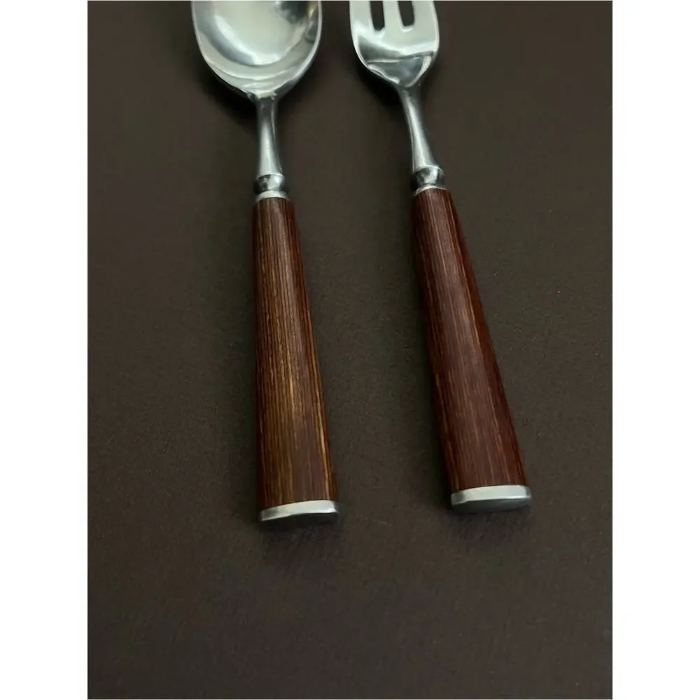 Vintage Dansk Wood Handle Serving Set